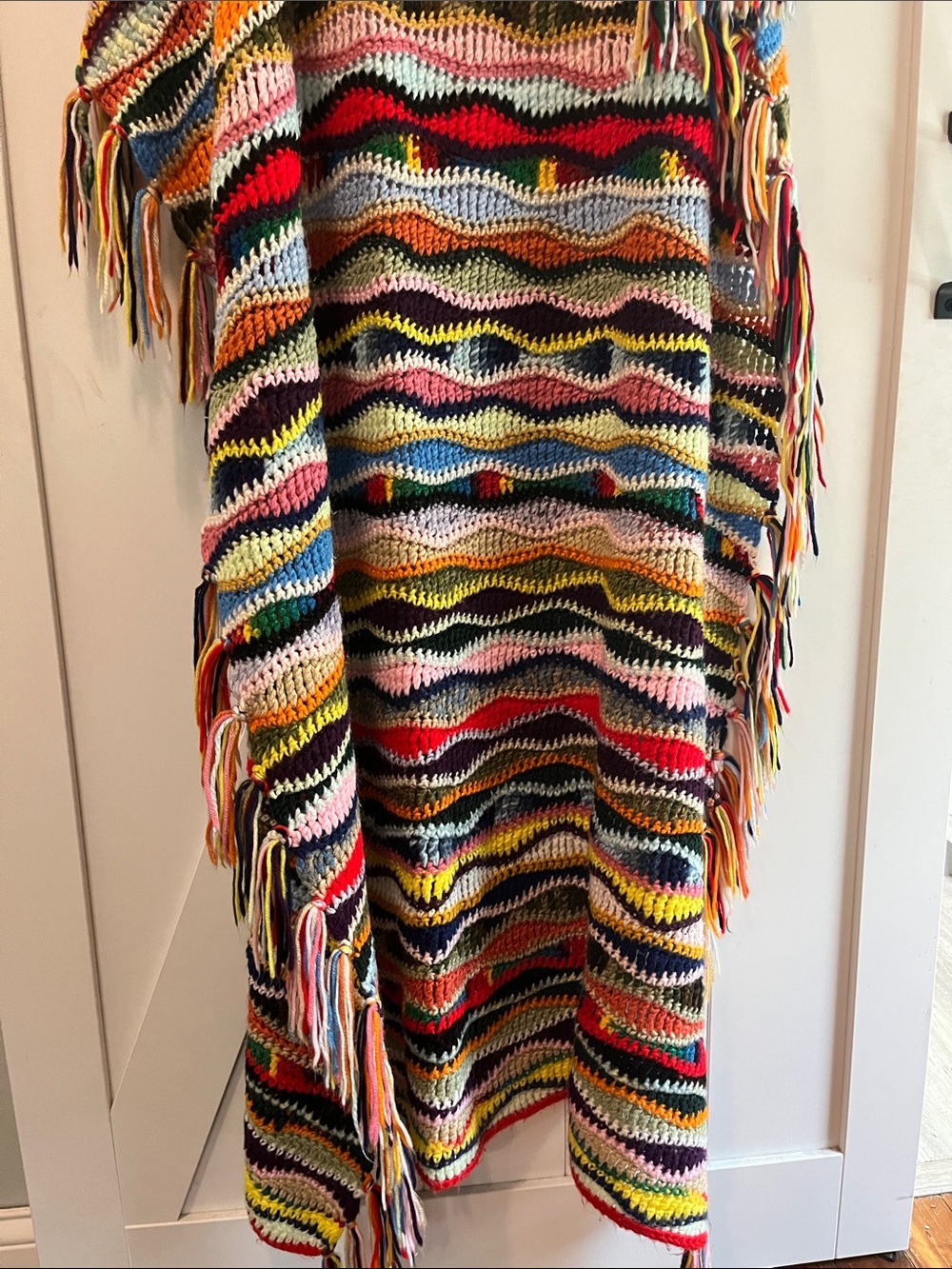Multicolor Crochet Fringe Throw Blanket - Picture 3 of 5